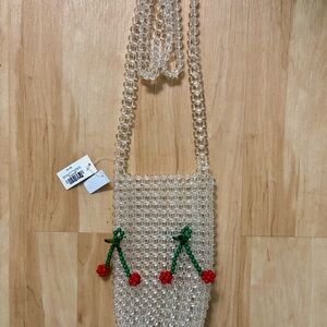 Beaded Cherry Design Crossbody Bag